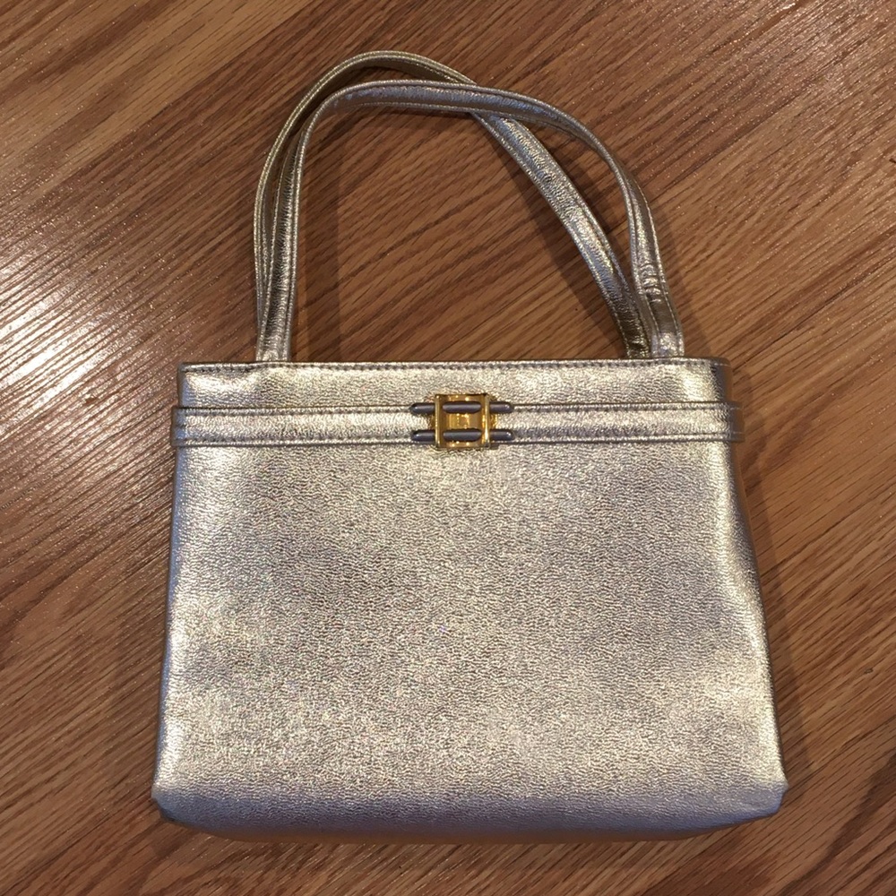 Miss Lou’s Vintage 1960s Gold Formal Evening Hand Bag Purse